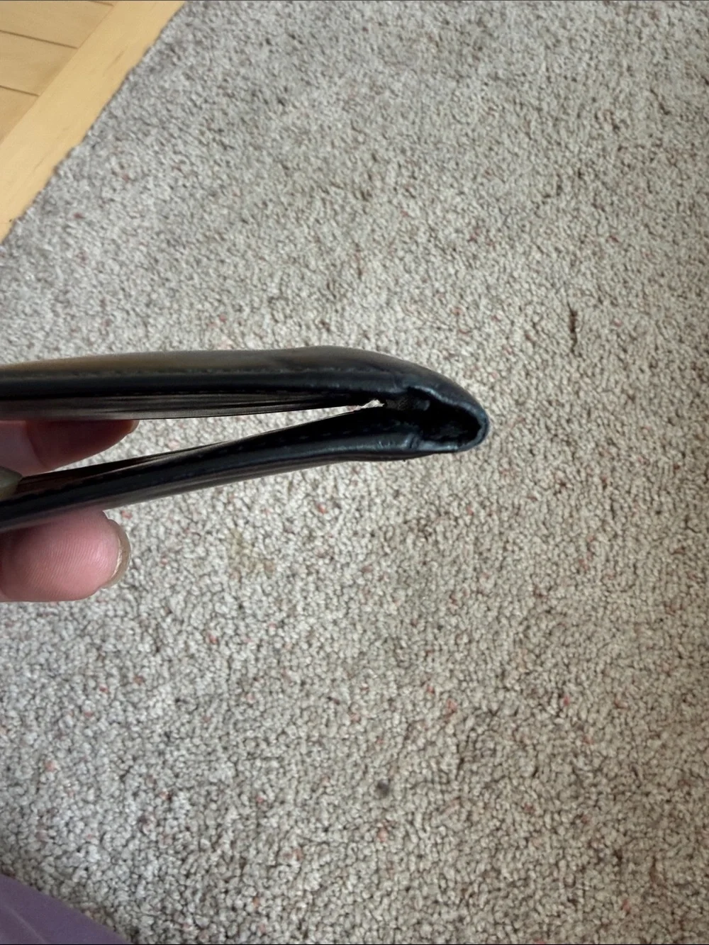 Prada Black Leather Bifold Wallet with Metal Logo Corner
